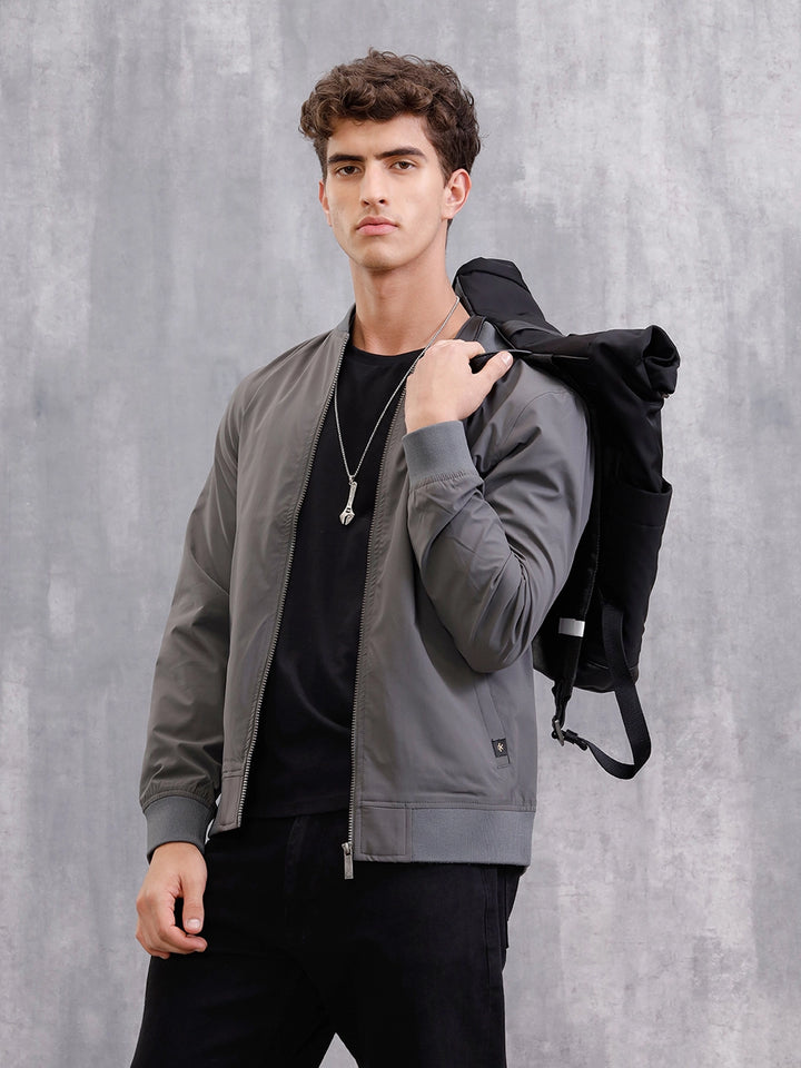 Solid Bomber Jacket | Grey