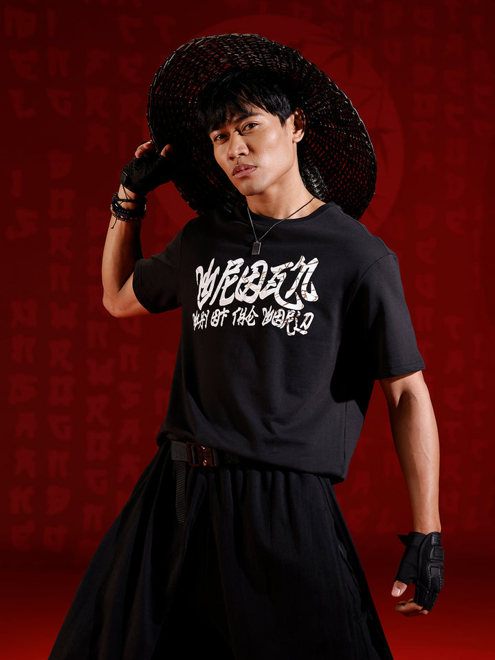 Statement front print oversized tshirt | Black