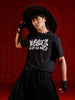 Statement front print oversized tshirt | Black