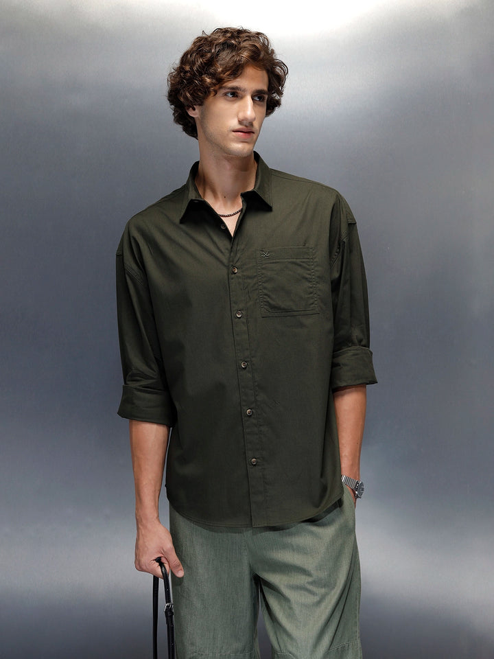 Men's casual oversized fit shirt | Olive