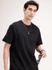 Oversized Solid Patch Pocket T-Shirt | Black