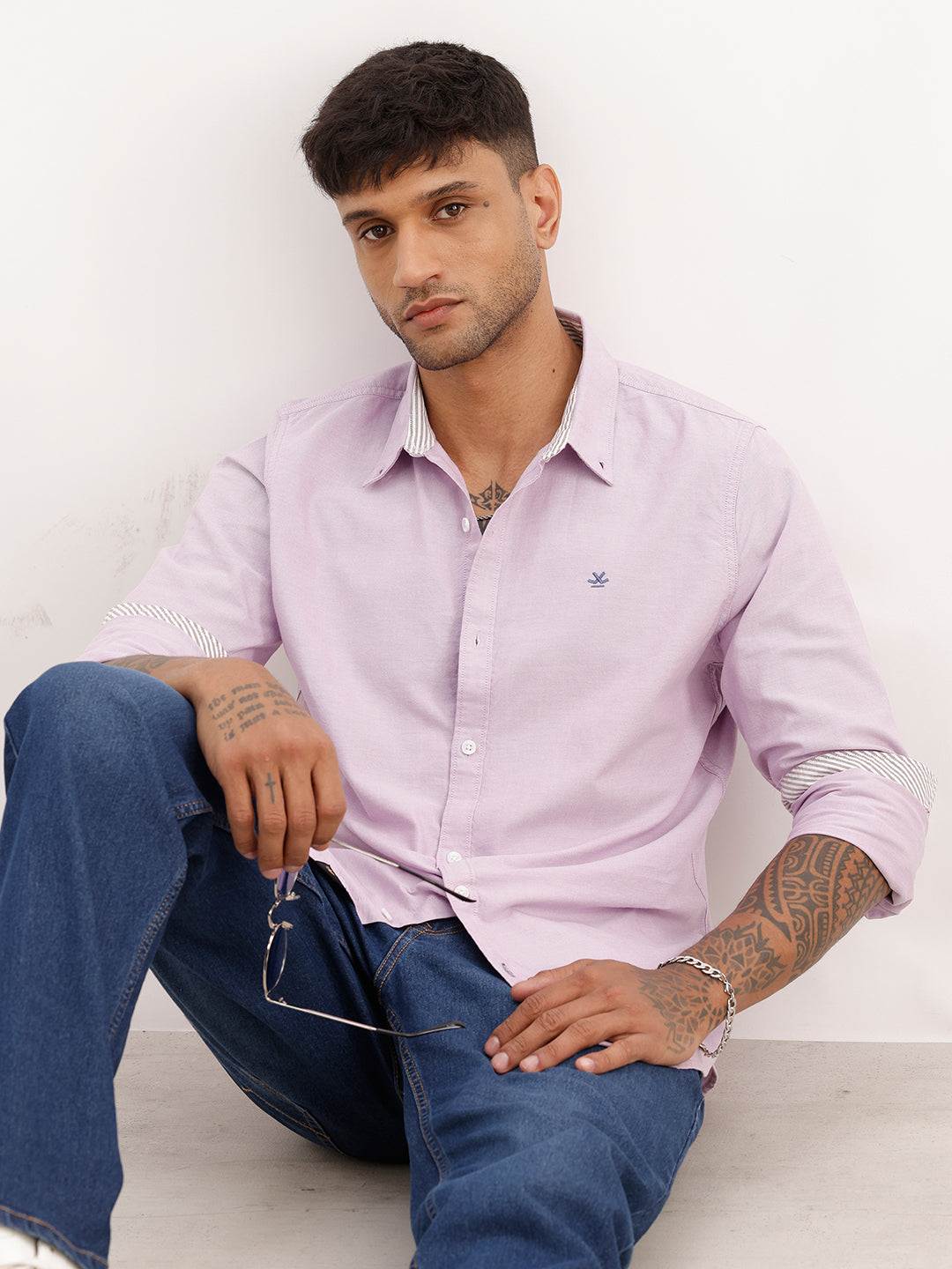 Solid Slim Fit 100% Cotton Shirt | Purple