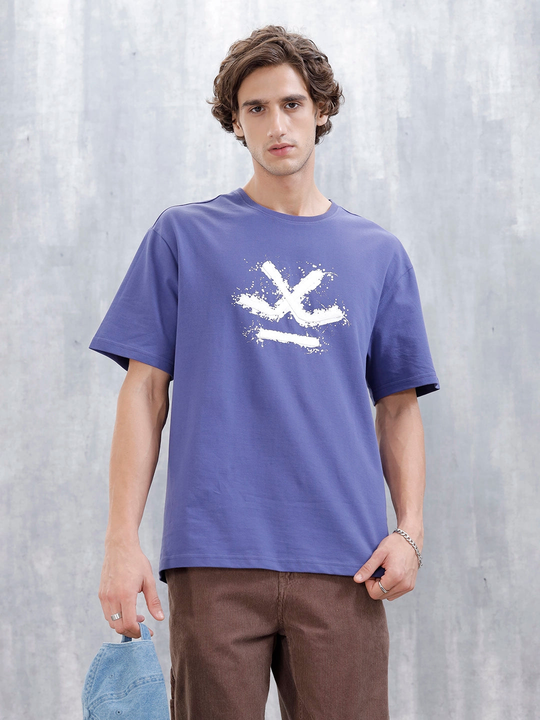 Wrogn Oversized Fit Graphic T-Shirt | Blue