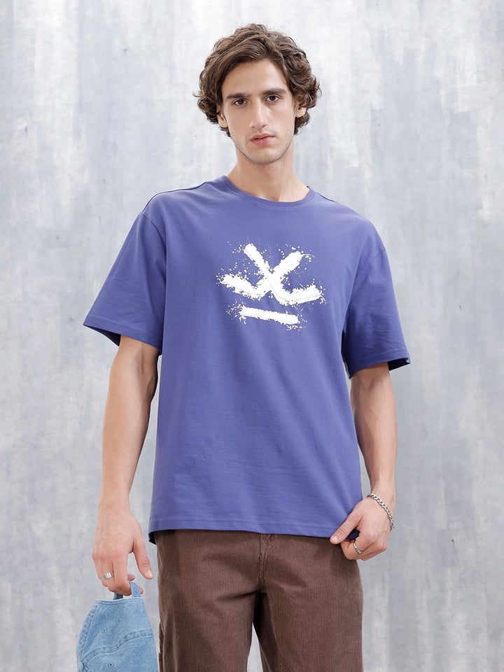 Wrogn Oversized Fit Graphic T-Shirt | Dark Blue