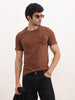 Slim Fit Placement Printed T-Shirt | Brown