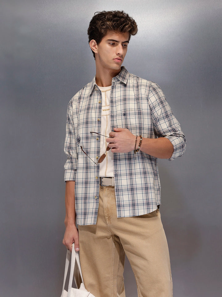 Men’s Neutral Plaid Everyday Shirt | Off White