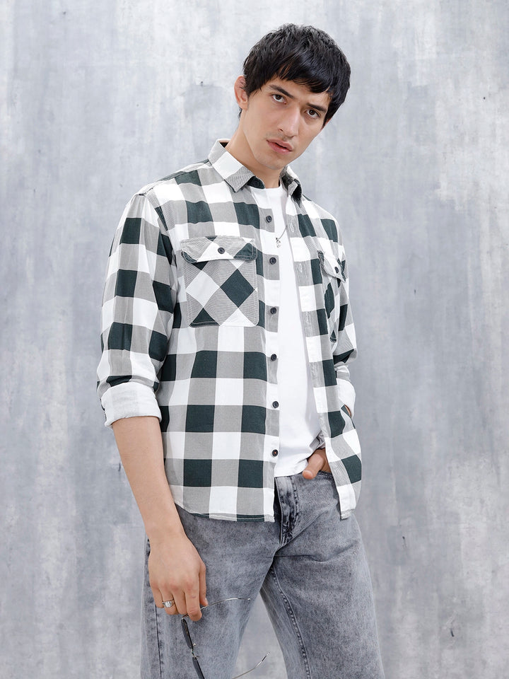 Casual Comfort Fit Checkered Pattern Shirt | Black