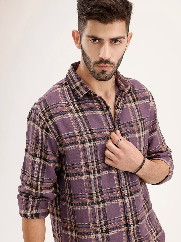 Comfort FIt Checkered Shirt | Purple