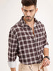 Oversized Fit Checkered Shirt | Brown