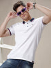 Blocked Edges Solid White Polo T-Shirt