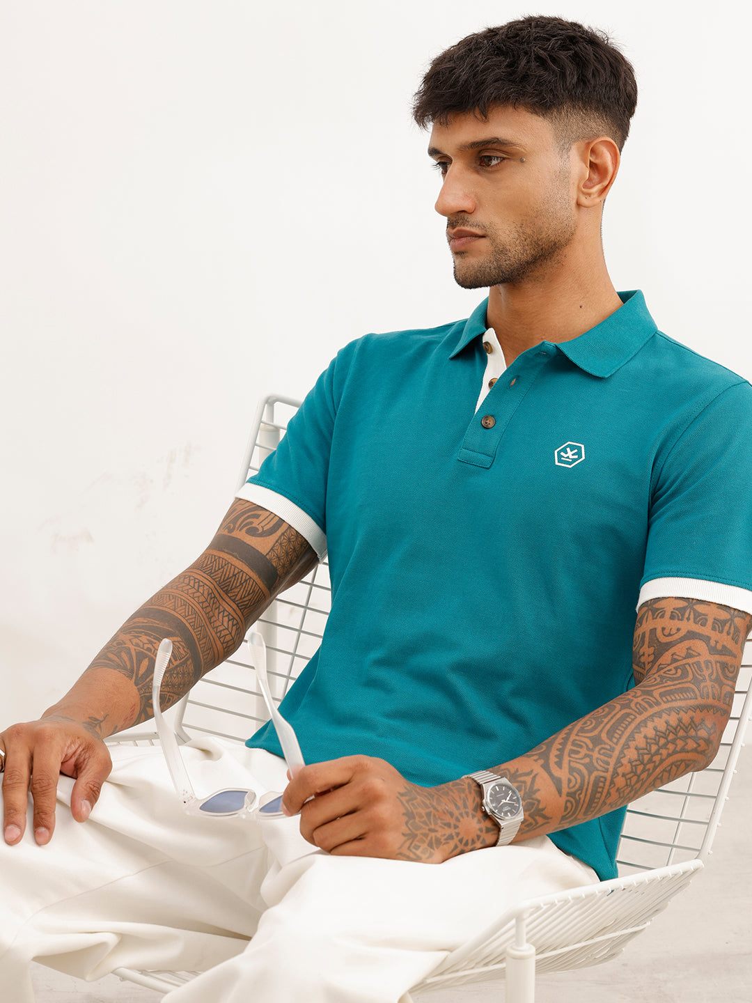 Classic Slim Fit Tipping Collar Polo T-Shirt | Dark Green