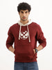 Placement Printed Contrast Hooded Sweatshirt | Maroon