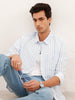 Regular Fit Full Sleeve Striped Shirt | Light Blue