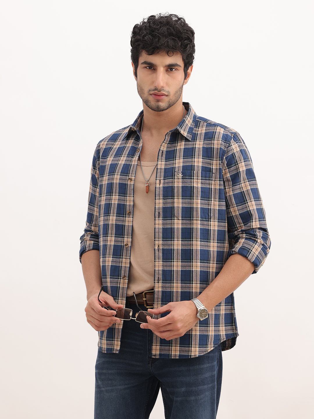 Classic Regular Fit Checkered Shirt | Peach