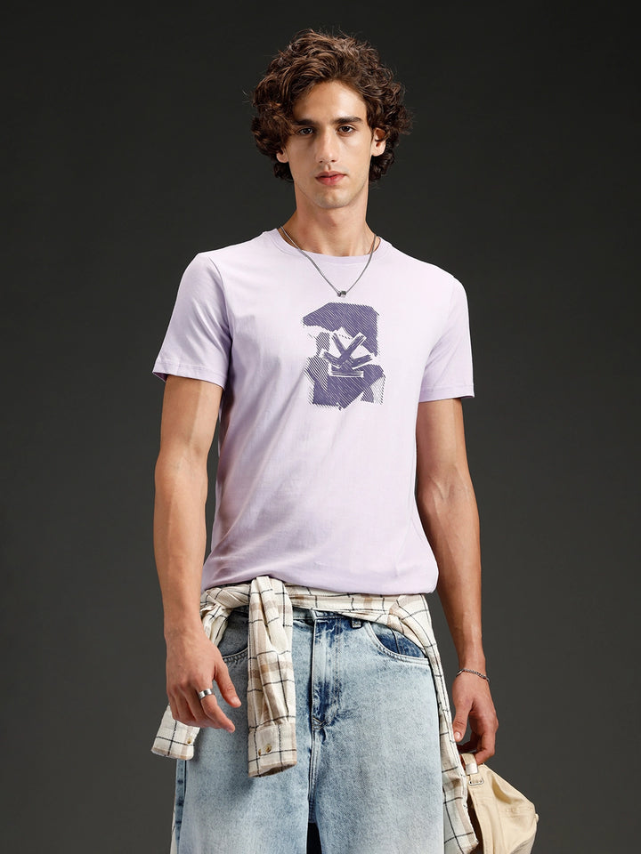 Men's casual slim fit graphic printed t-shirt | Purple