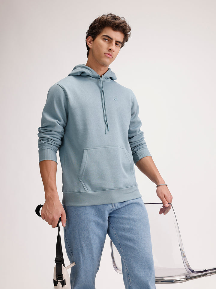 Solid Regular Fit Hoodie  | Light Green