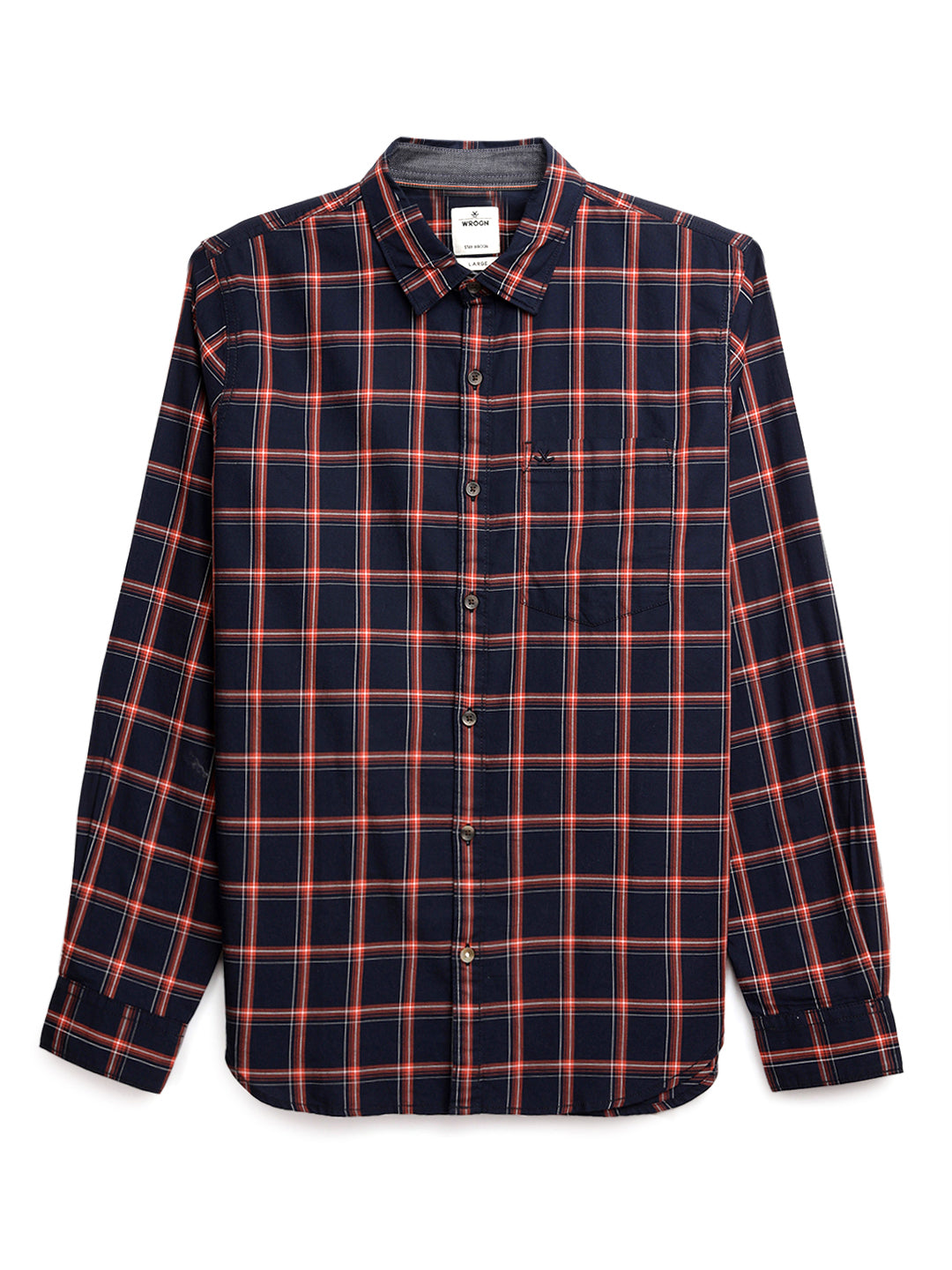 Elite Navy Checked Long Sleeve Shirt