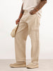 Solid Loose Fit Cargo Trouser | Beige
