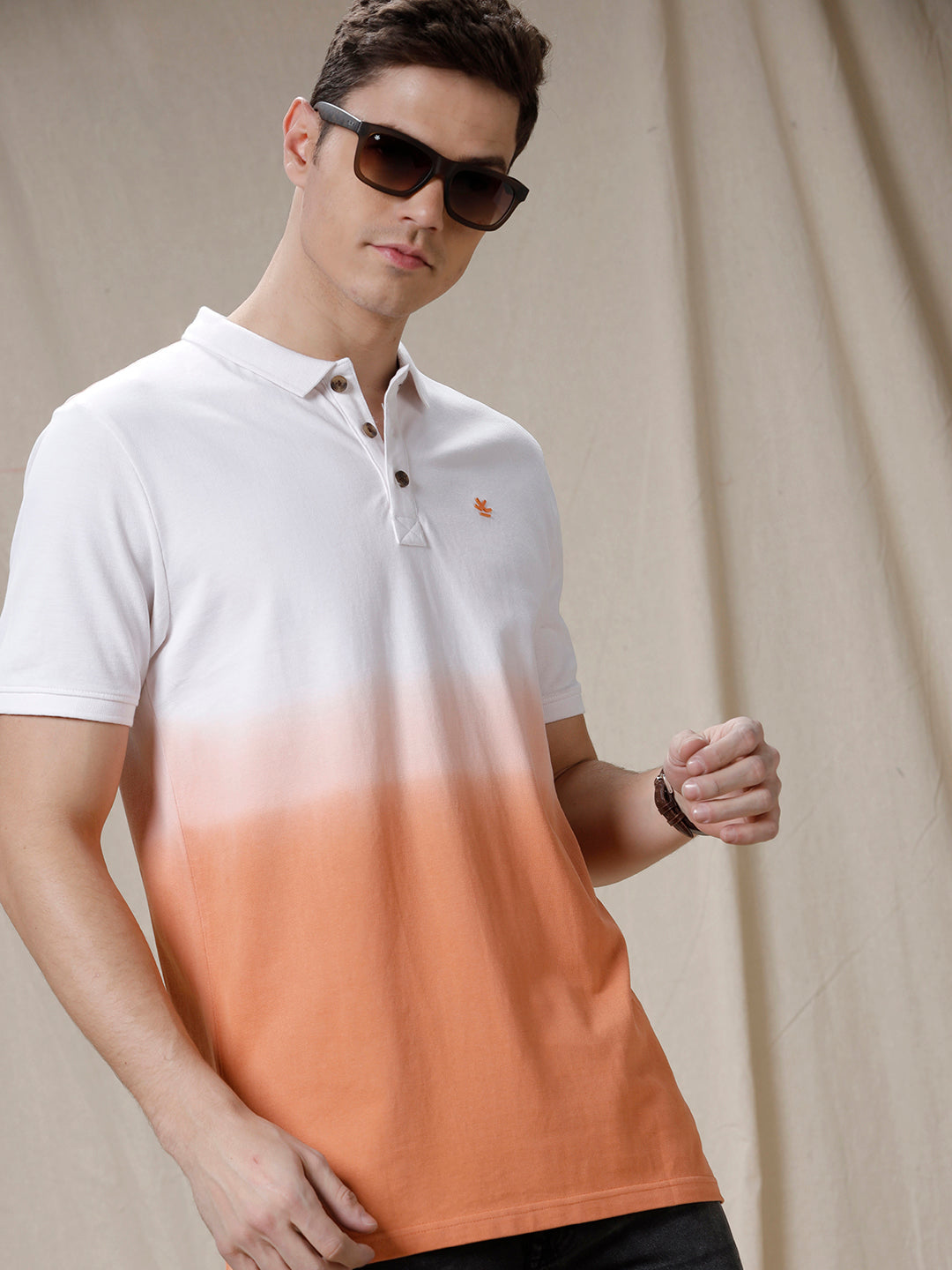 Washed Fade Brown Polo T-Shirt
