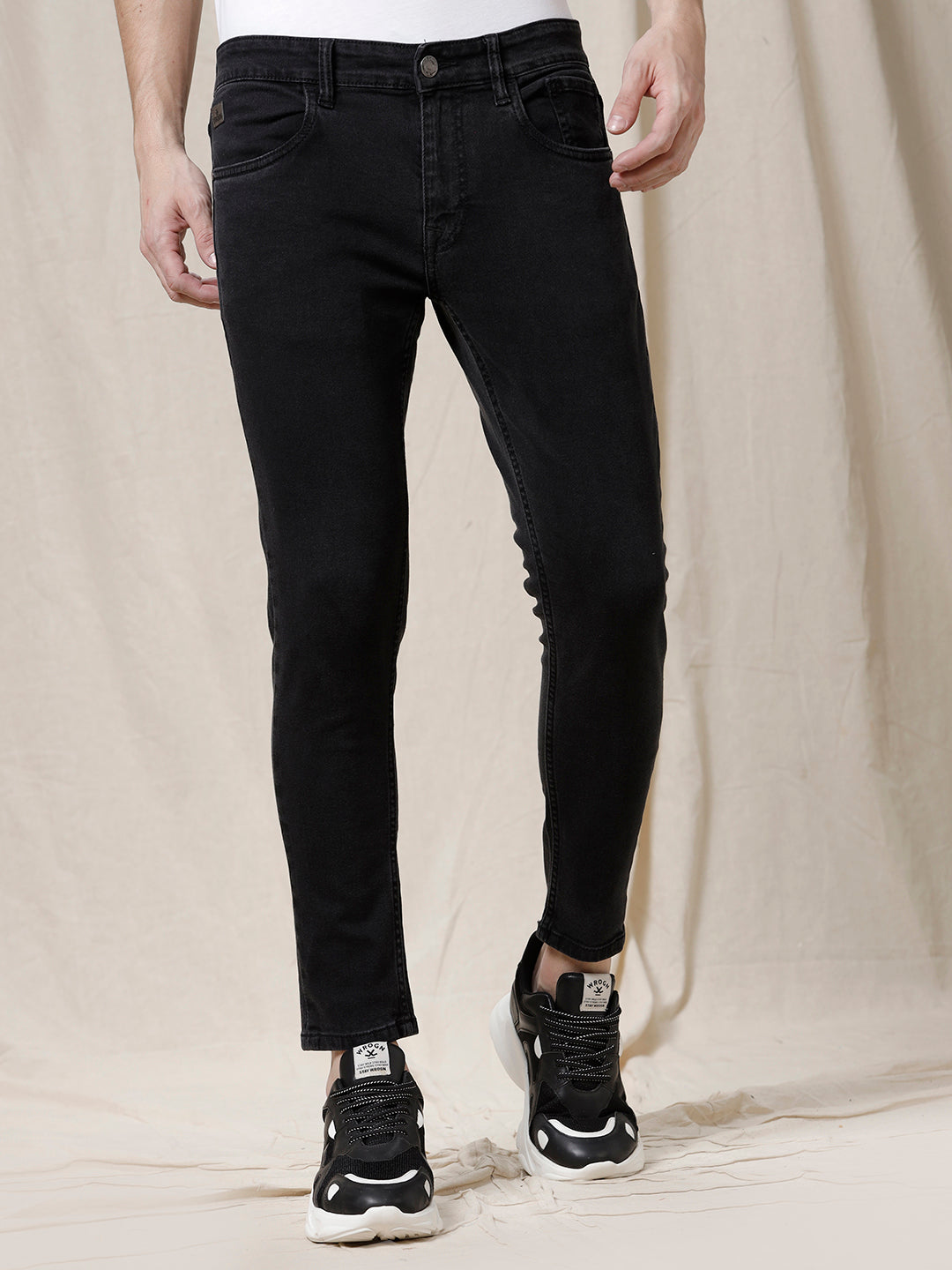 Solid Black Cropped Jeans