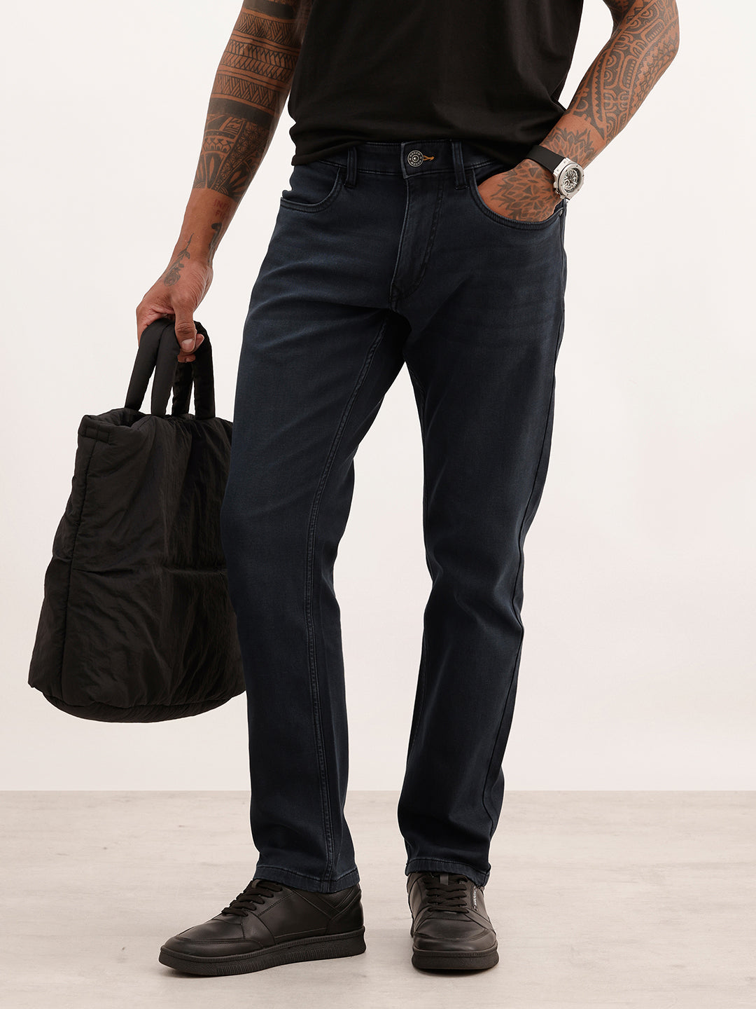 Faded Straight Fit Denim Jeans | Dark Grey | WJN0200SR2061S