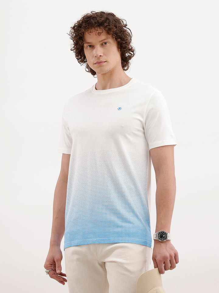 Placement Printed Slim Fit T-Shirt | White