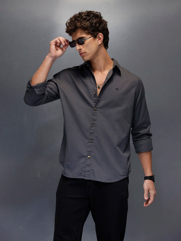 Men's Slim Fit Casual Shirt  |  Dark Grey