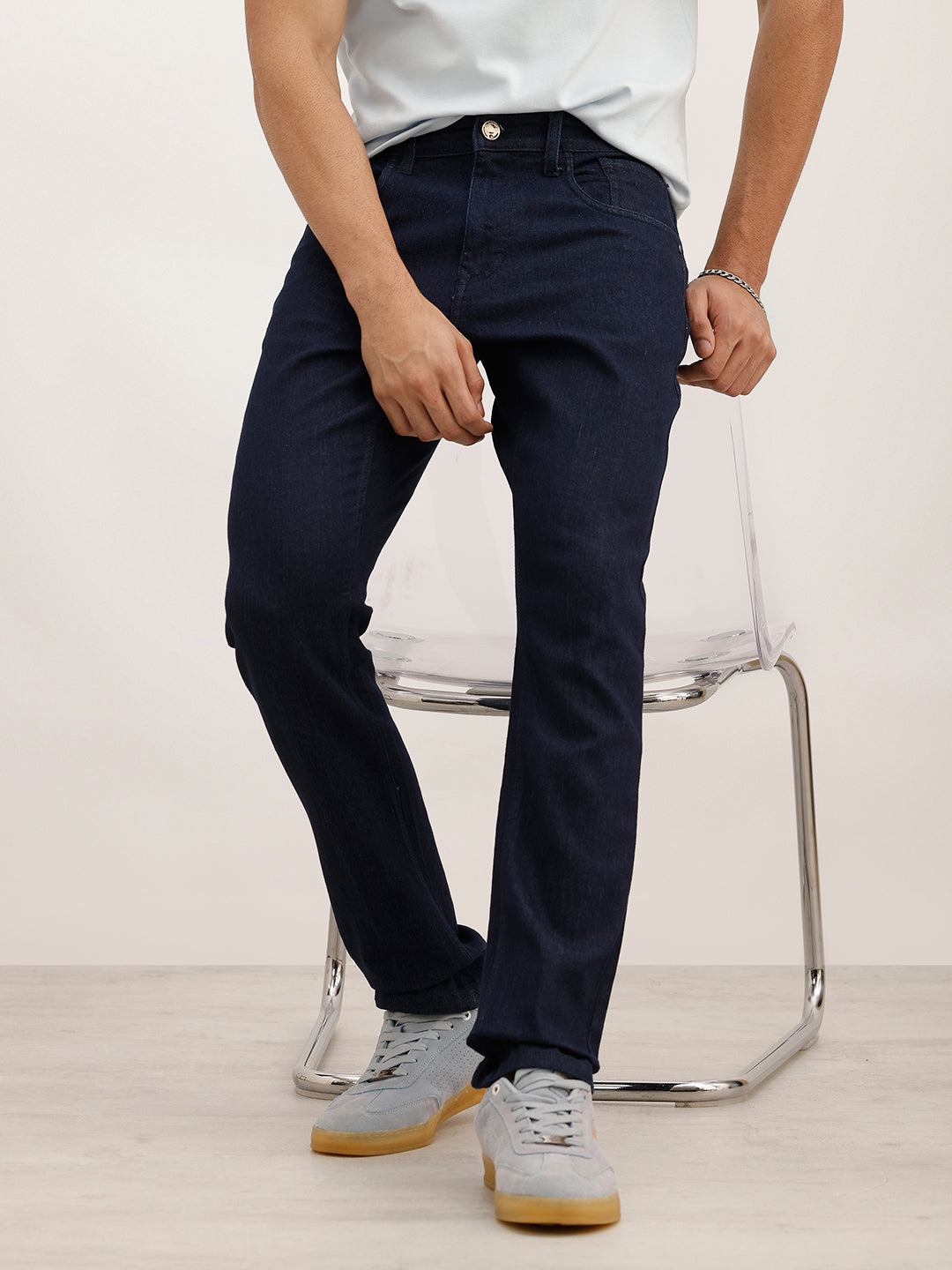 Solid Slim Fit Denim Jeans | Dark Blue