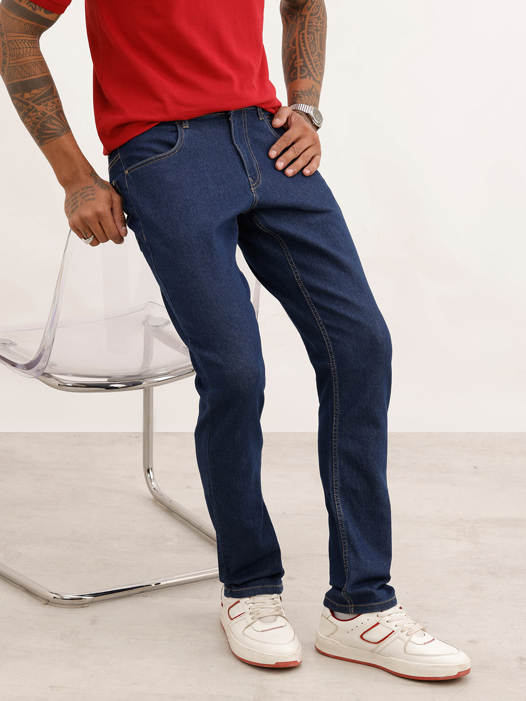 Solid Slim Fit Denim Jeans | Blue
