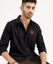 Slim Fit Placement Printed Shirt | Black