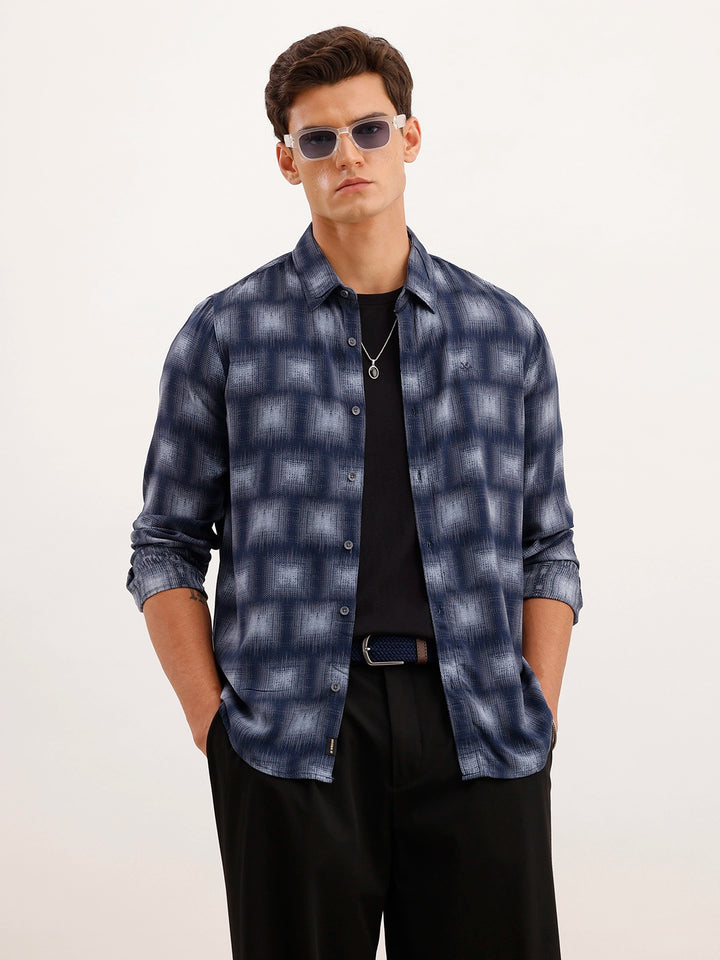Slim Fit AOP Shirt | Blue
