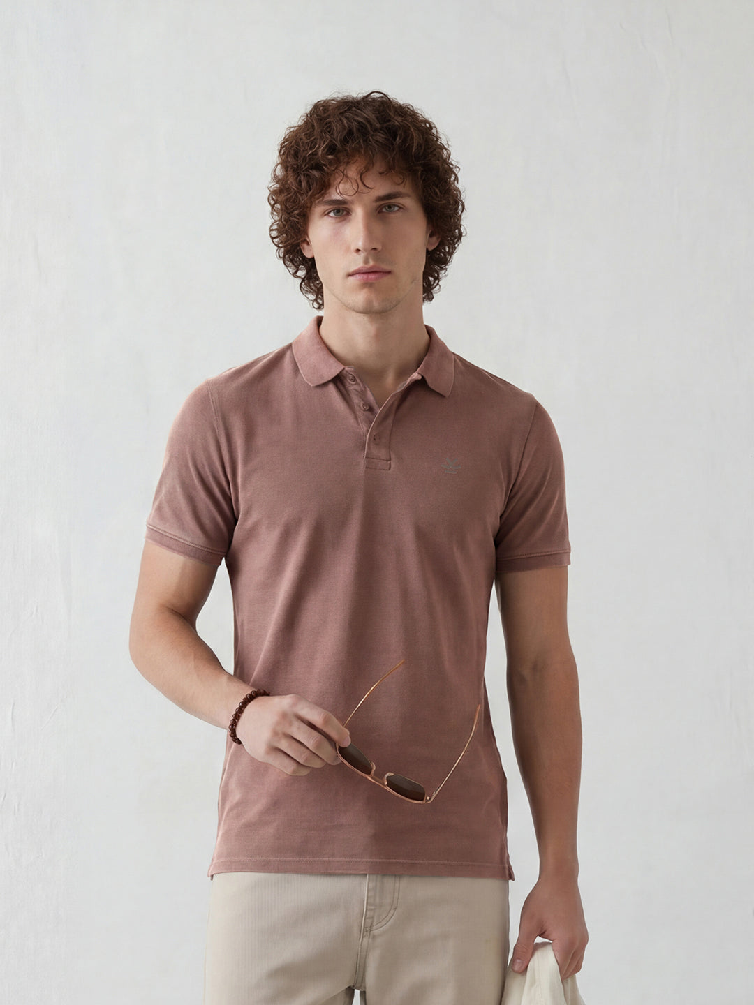 Men's washed slim fit polo tee | Rust