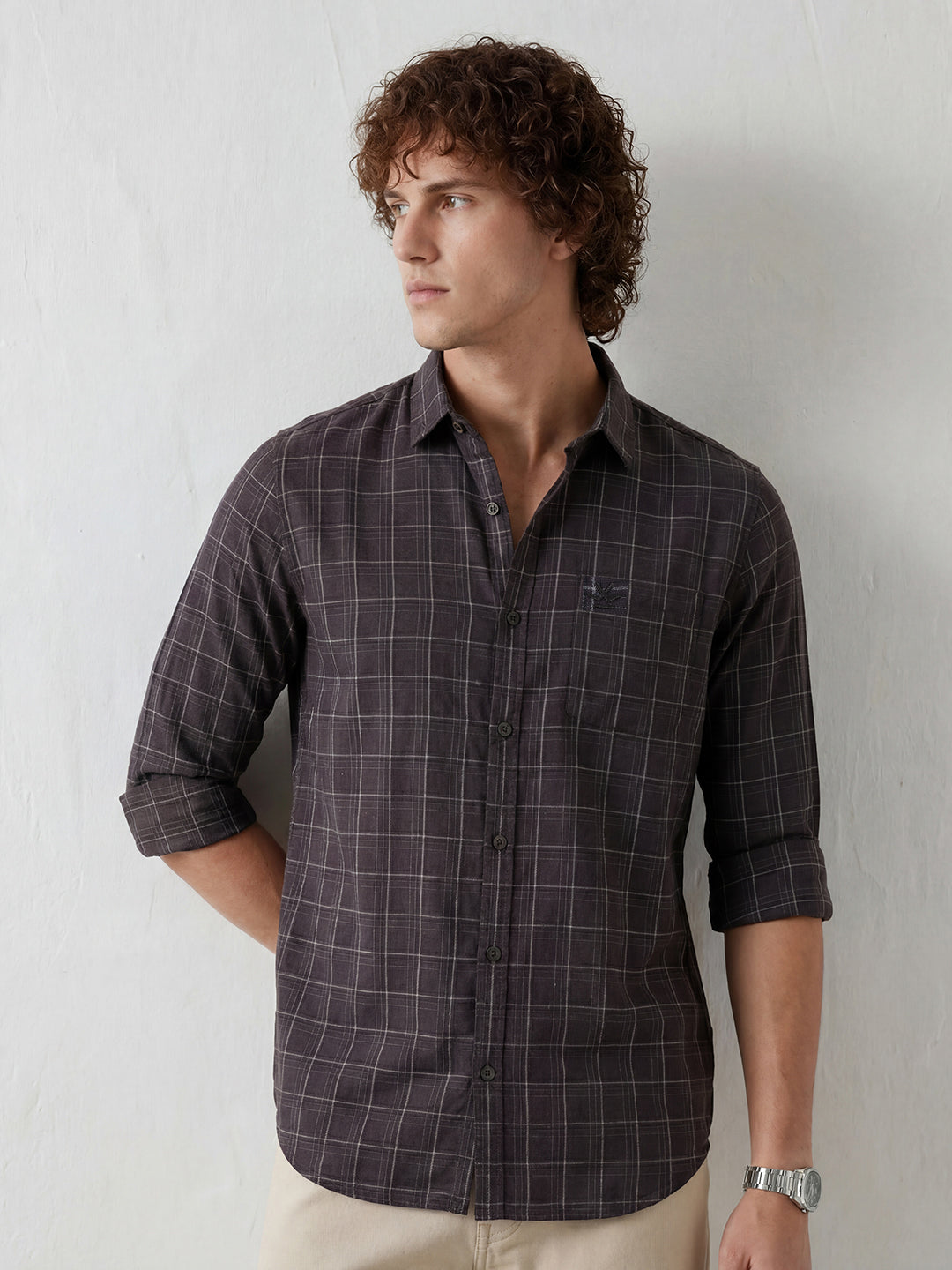 Regular Fit Checkered Shirt | Purple
