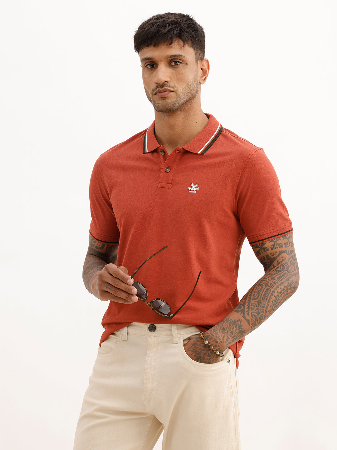 Solid Tipping Collar Polo T-Shirt | Rust | WWTS277F