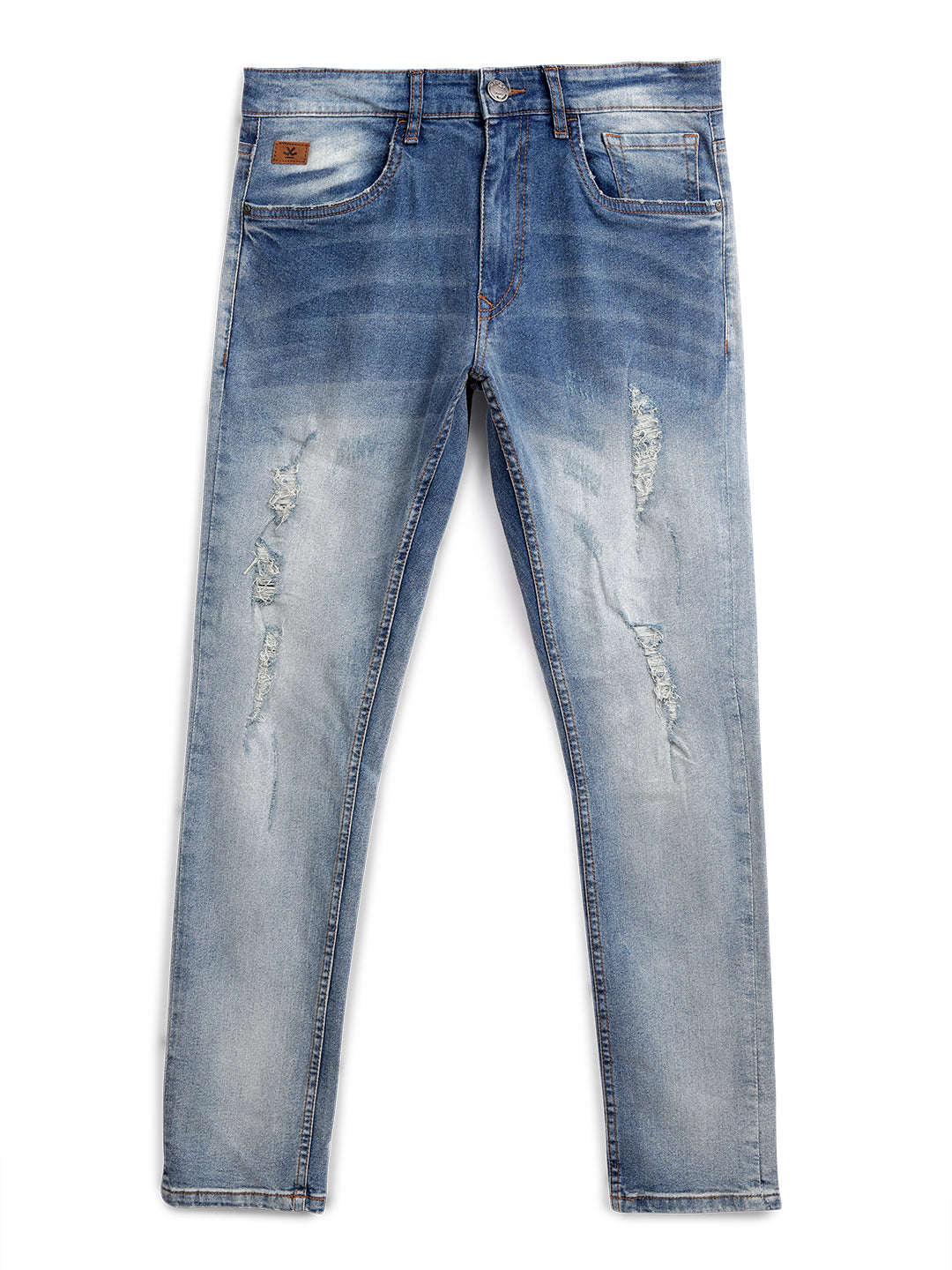 Heavy Distressed Medstone Denim Jeans