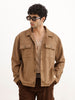 Solid Comfort Fit Double Pocket Jacket | Brown