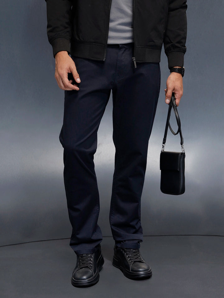 Men's casual straight fit trousers | Navy Blue