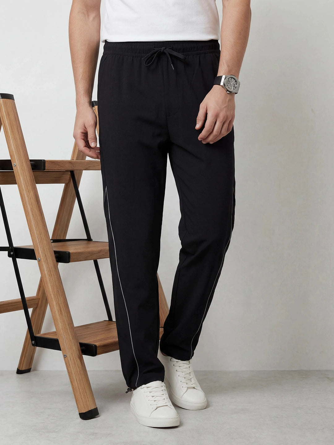 Relaxed Fit Track Pants | Black