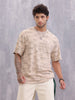 Typo Inspired Aop Oversized Fit T-shirt | Beige
