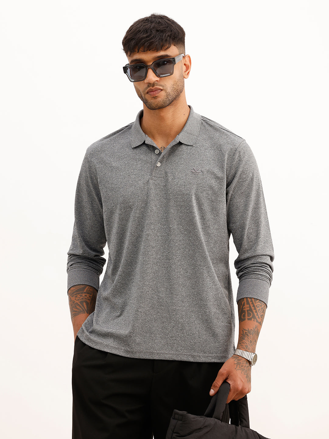 Solid Slim Fit Polo T-Shirt | Grey