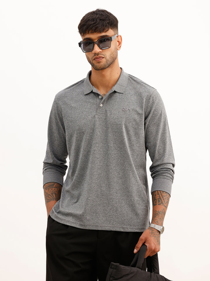 Solid Slim Fit Polo T-Shirt | Grey