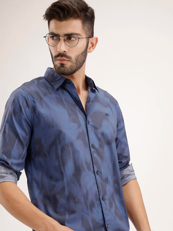 Regular Fit AOP Shirt | Navy Blue