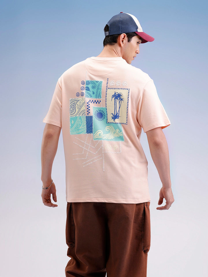 Oversized Back Printed T-Shirt  | Peach