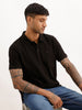 Solid Slim Fit Polo T-Shirt | Black