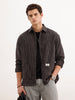 Oversized Fit Striped Double Pocket Shirt  | Black