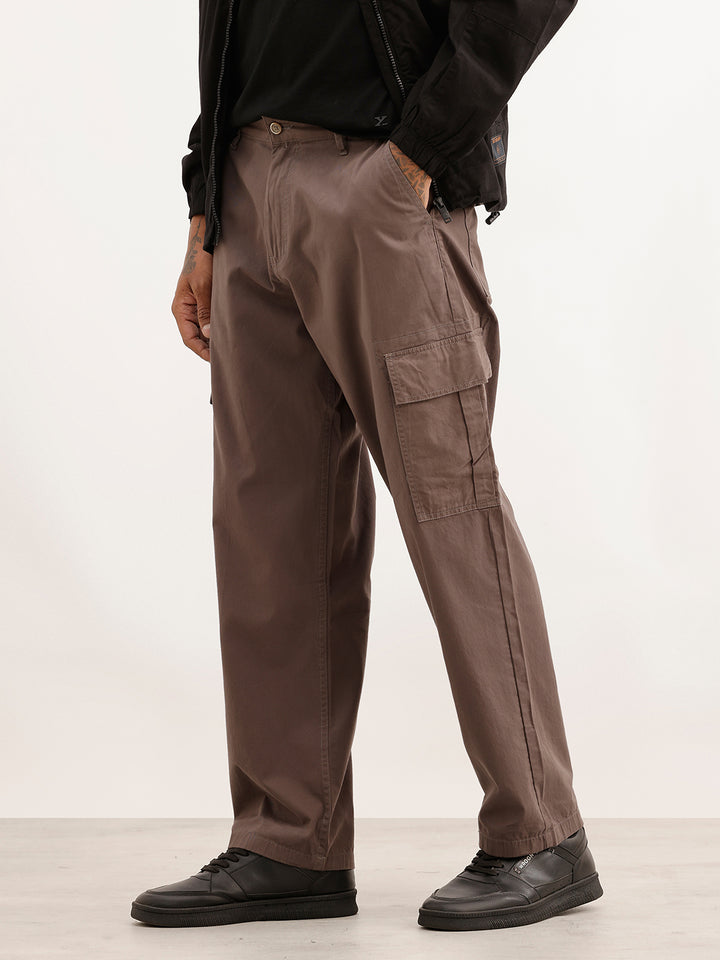 Solid Loose Fit Cargo Trouser | Dark Grey