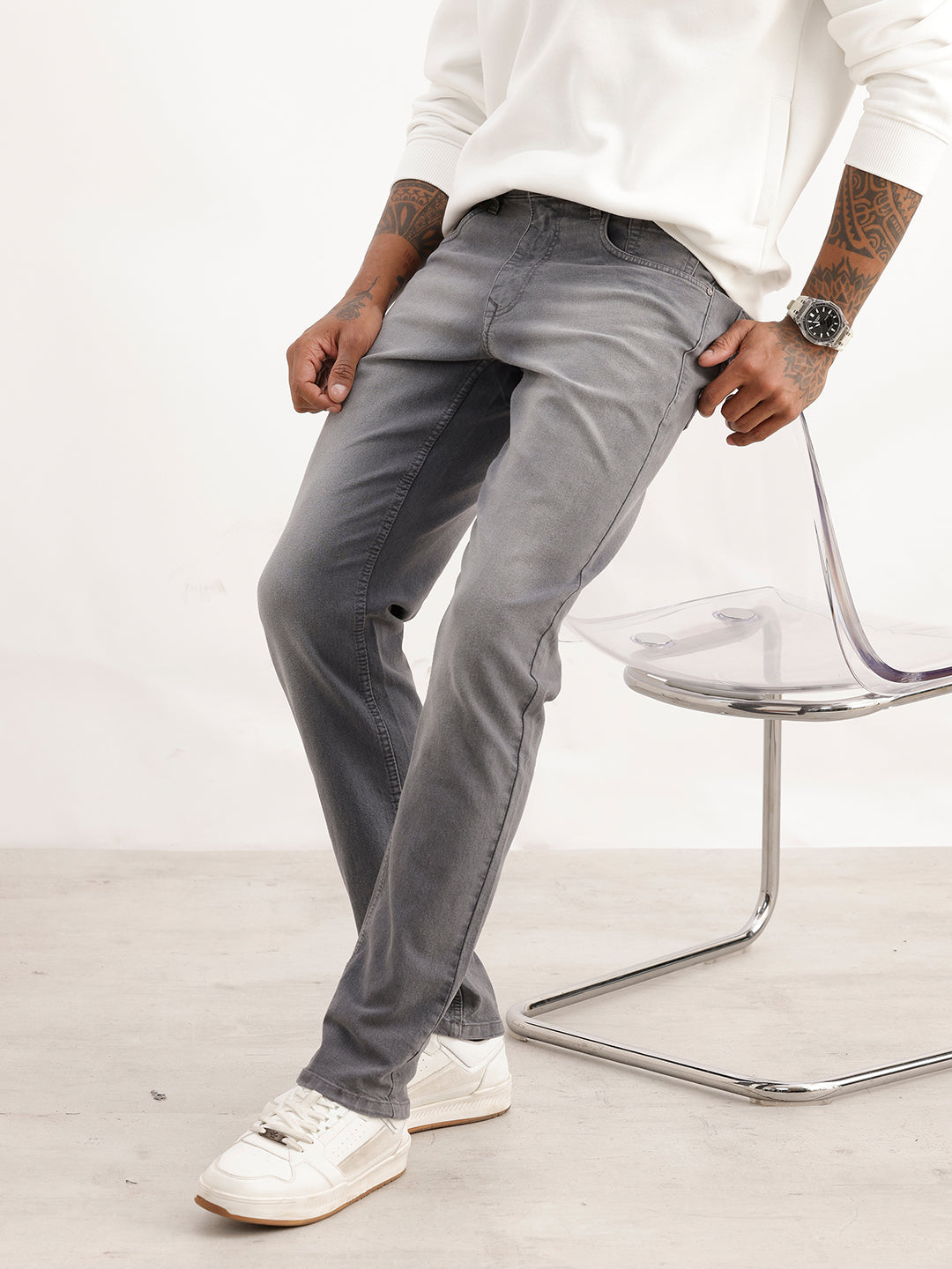 Washed Slim Fit Denim Jeans | Grey