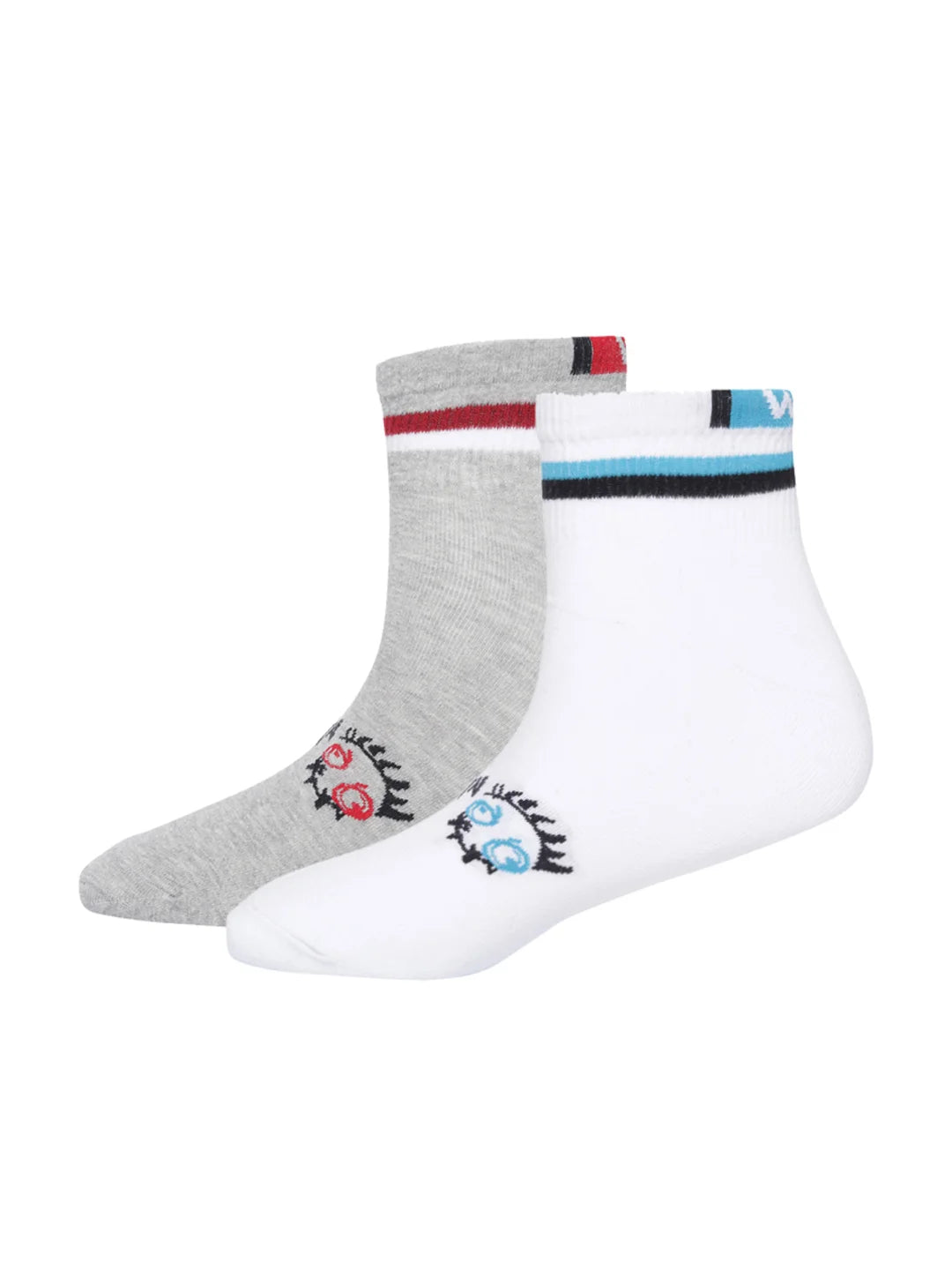Snug Monster White & Grey Sneaker Socks Pack of 2
