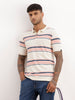 Slim Fit Striped Polo T-Shirt | Off White