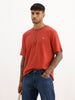 Solid Comfort Fit Textured T-Shirt | Rust
